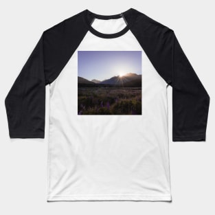 Lupin Field with the Sunset Behind a Mountain Baseball T-Shirt